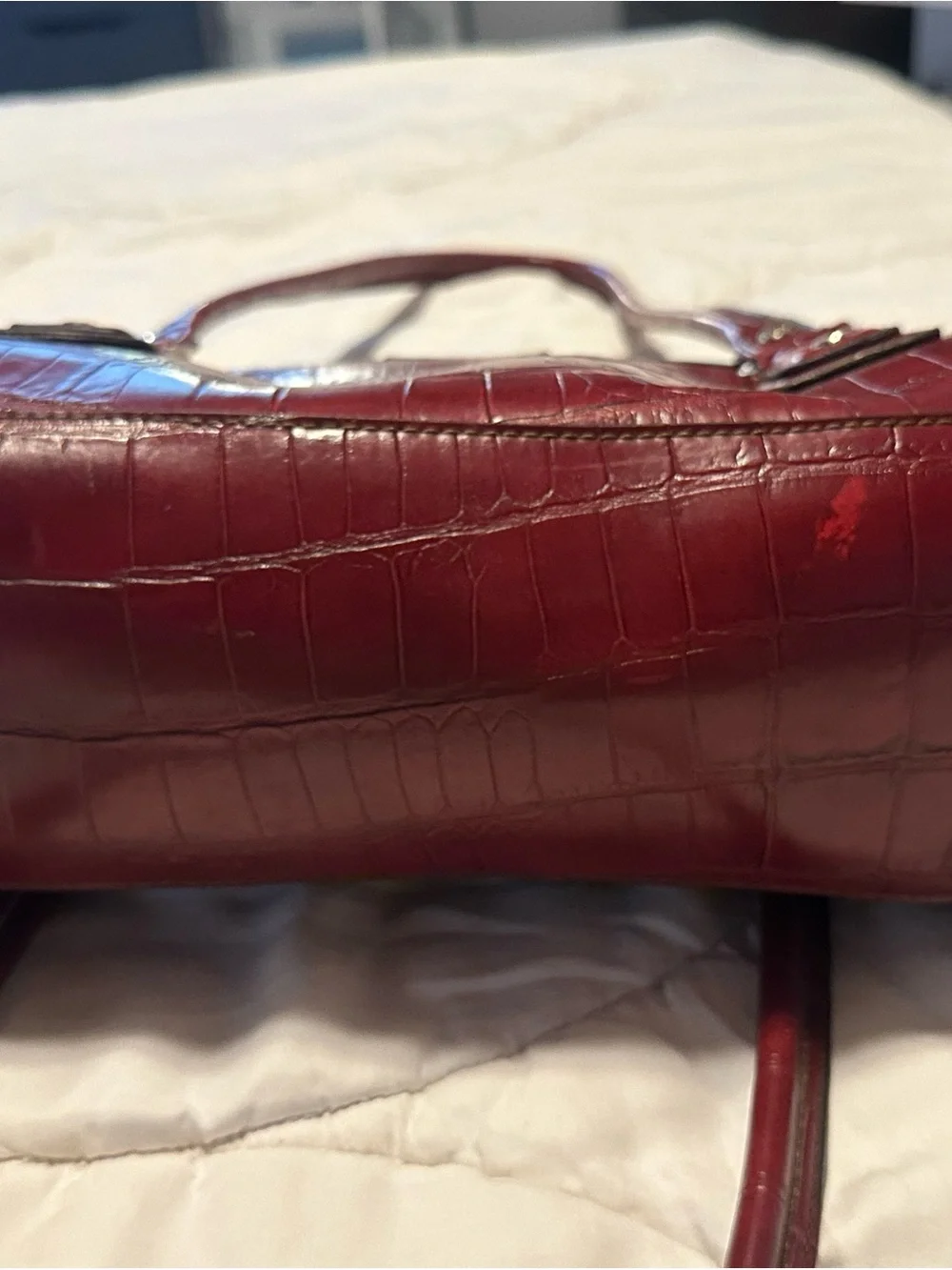 Liz Claiborne Red Croc-Embossed Shoulder Satchel